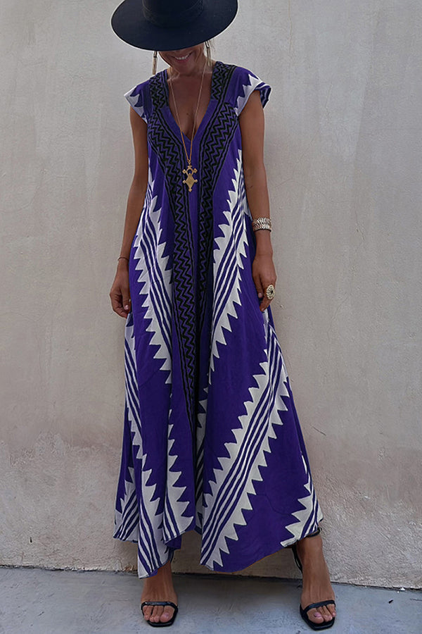 Beach Dates Ethnic Print A-line Maxi Dress