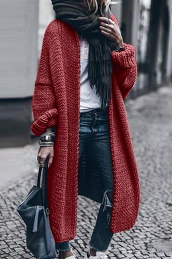 Long Sleeve Knitted Cardigan ( Suggest To Choose Two Sizes Up)