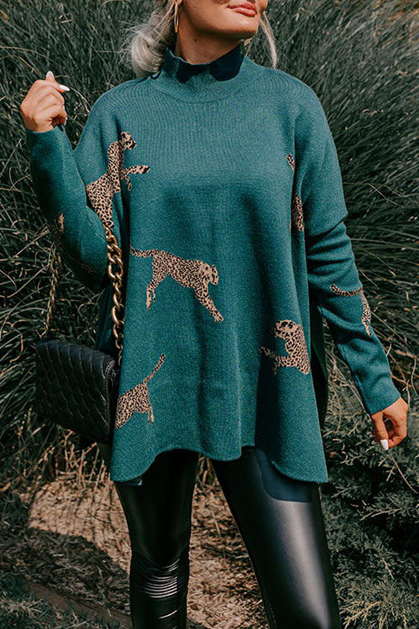 Cozy and Kind Leopard Slit Relaxed Sweatshirt （Buy 3 Get Free Fast Shipping & Extra 20% off Use Code：RS20）