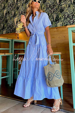 Sunday Morning Stripe Shirt Maxi Dress