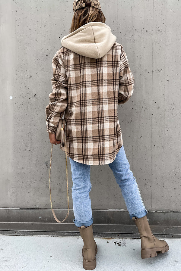 Street Style Chic Plaid Hooded Coat