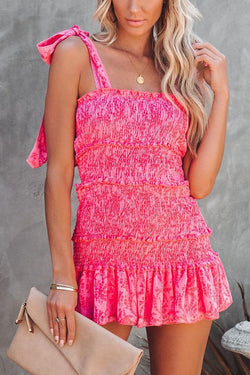 Sweet Sonya Floral Smocked Ruffle Tie Dress