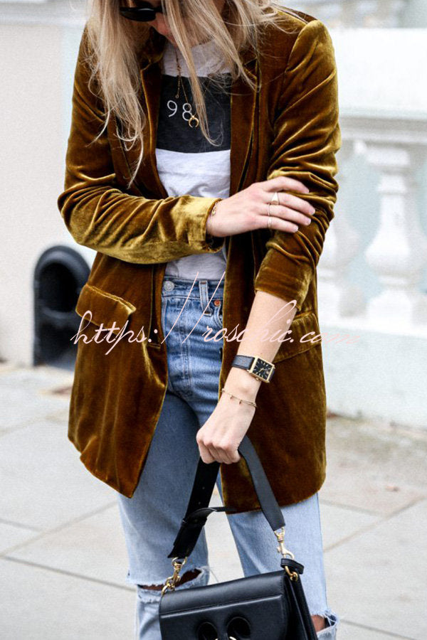 Eye Catching Street Style Velvet Blazer