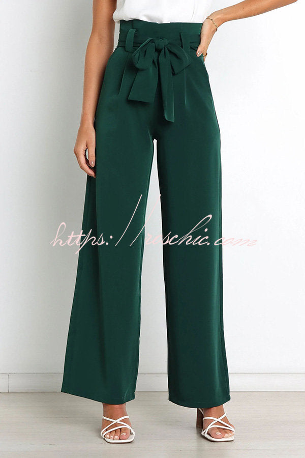 In Vogue Belted Pocketed Wide Leg Pants