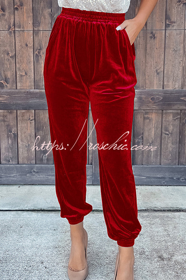 Holiday Hopes Velvet Pocketed Joggers