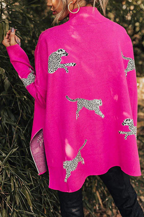 Cozy and Kind Leopard Slit Relaxed Sweatshirt （Buy 3 Get Free Fast Shipping & Extra 20% off Use Code：RS20）