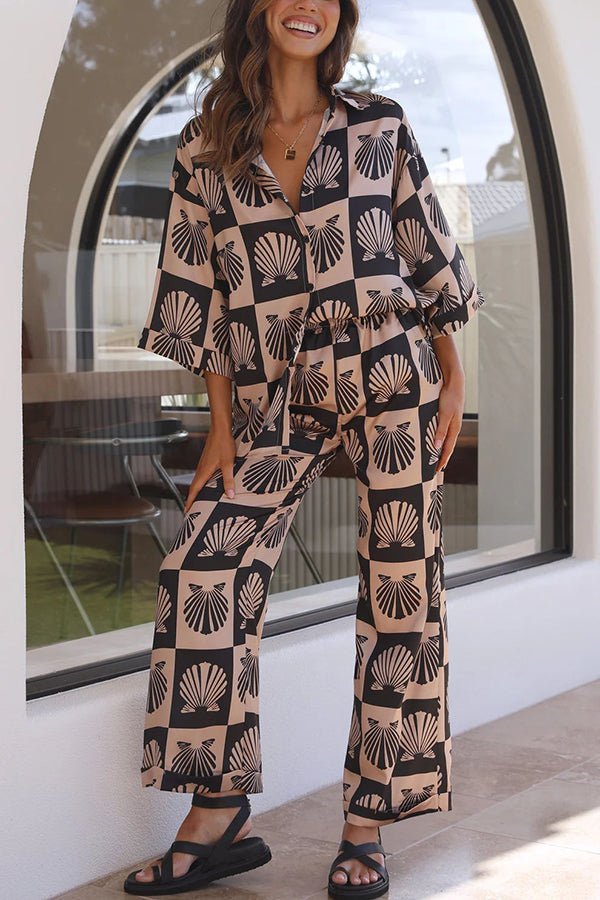 Zara Geometric Printed Satin - L, Women's Fashion, Tops, Shirts on