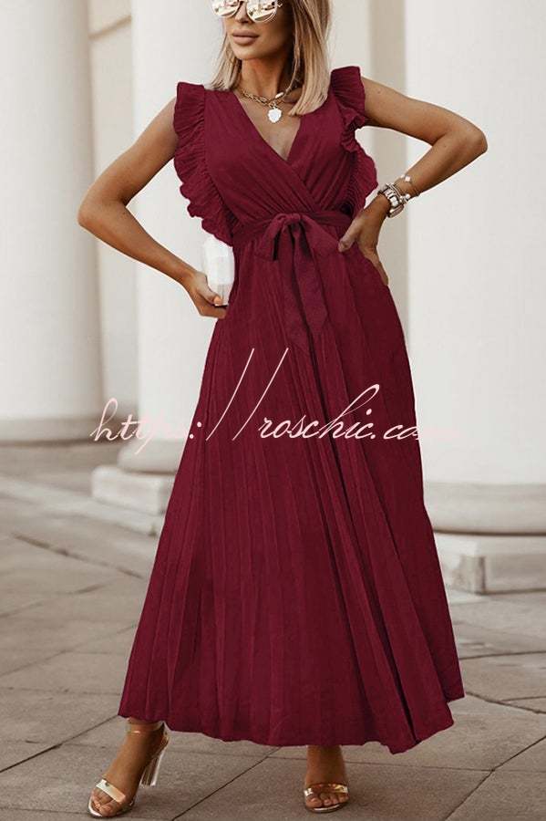 Lost Soul V Neck Pleated Maxi Dress