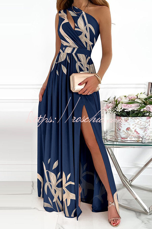Jolie Floral One Shoulder Cutout Slit Maxi Dress roschic Jolie Floral One Shoulder Cutout Slit Maxi Dress roschic