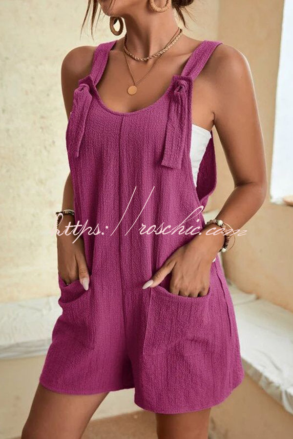 Sun Drenched Linen Blend Pocketed Romper