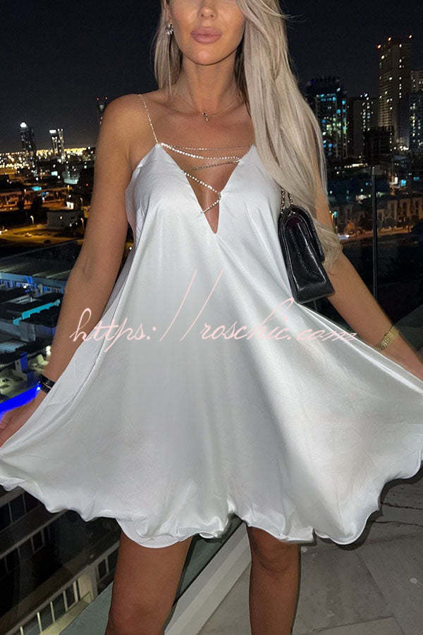 Stunning Shiny Chain Party Mini Dress