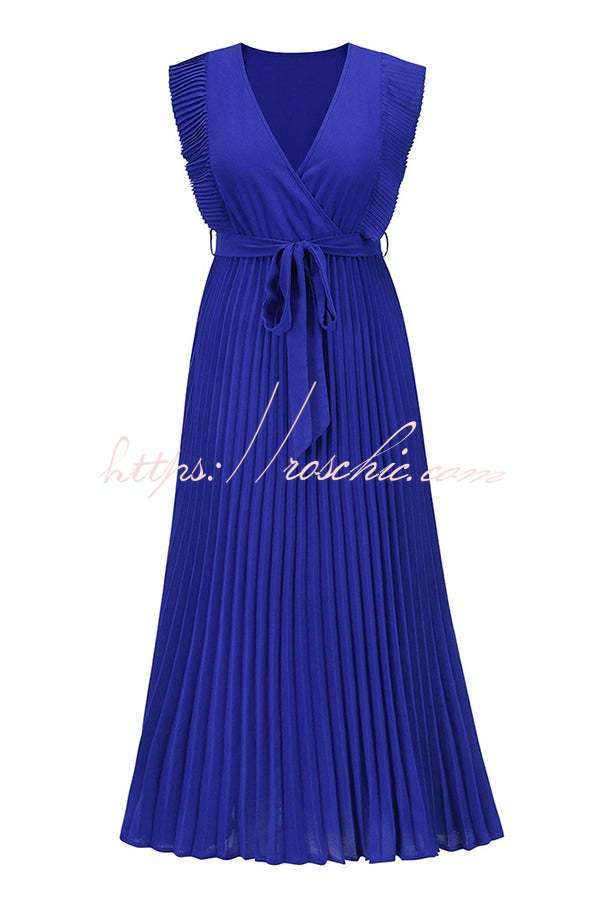 Lost Soul V Neck Pleated Maxi Dress