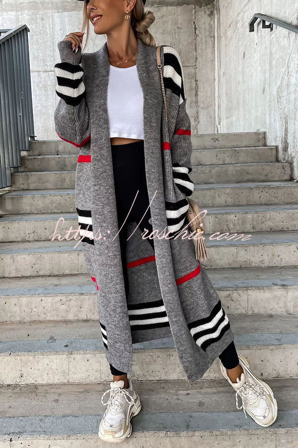 Miracles of Cozy Striped Midi Cardigan