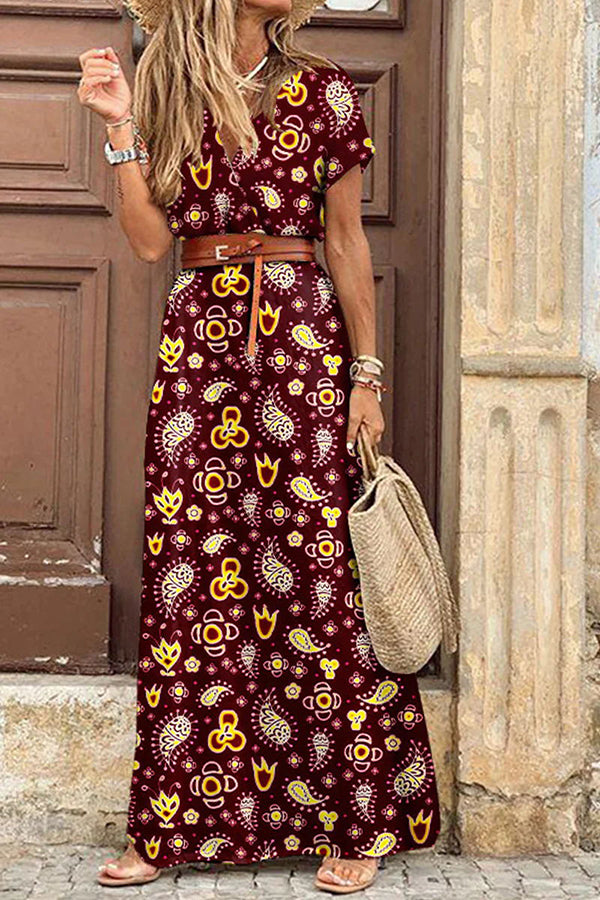 Forgotten Story Paisley Maxi Dress��belt Included��