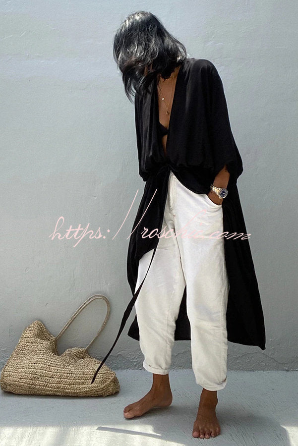 Summertime In Venice Solid Color Kimono Beach Cover-up