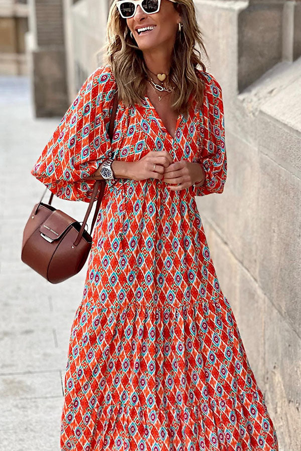 Fabulous Time Puff Sleeve Tiered Midi Dress