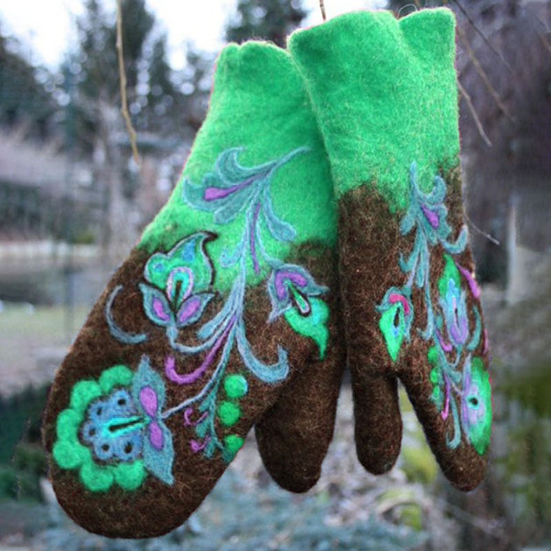 Half-finger flip-top cold and warm wool knitted and velvet padded gloves