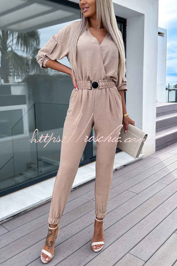 What You Waiting for Elastic Belted Pocketed Jumpsuit