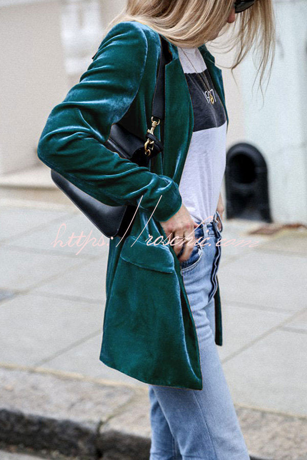 Eye Catching Street Style Velvet Blazer