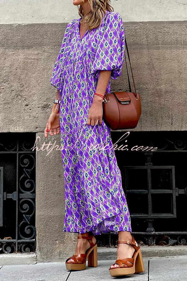 Sending Good Luck Printed Relaxed Midi Dress