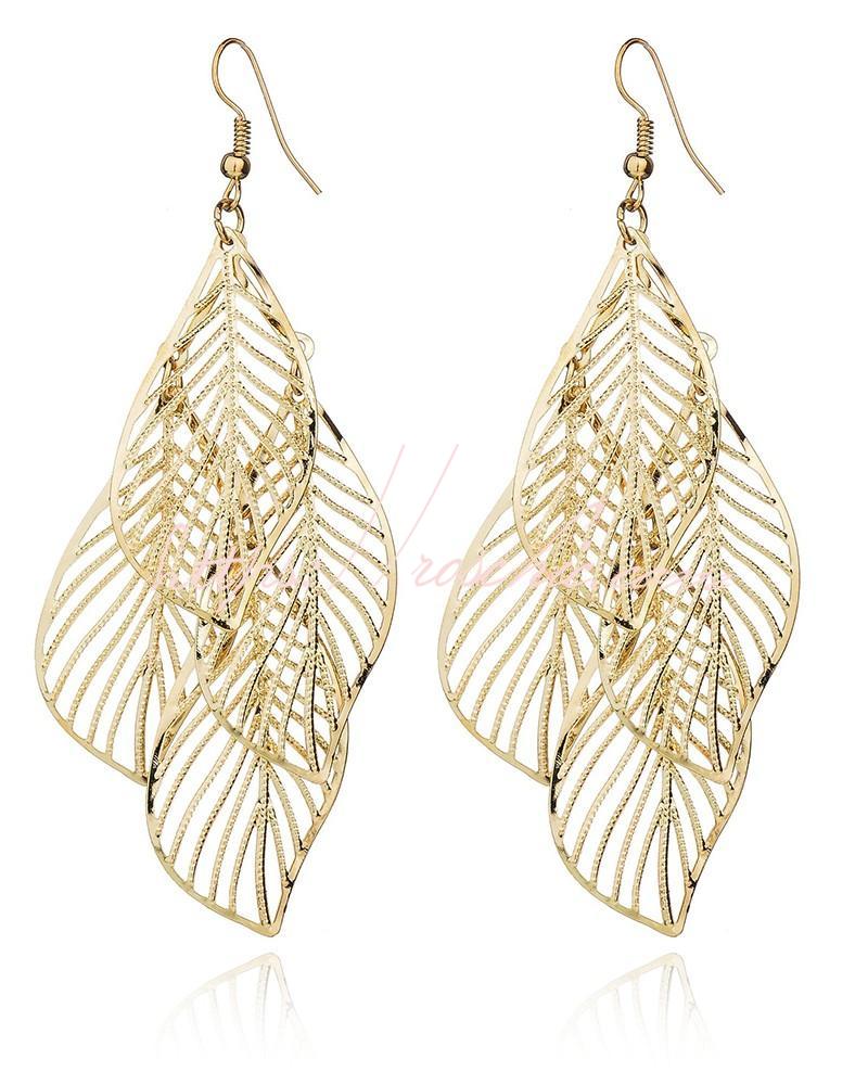 Multi Leaf Pattern Drop Earrings