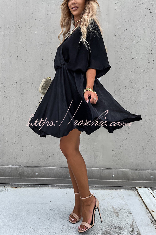 Tell You Something Batwing Sleeve Satin Dress