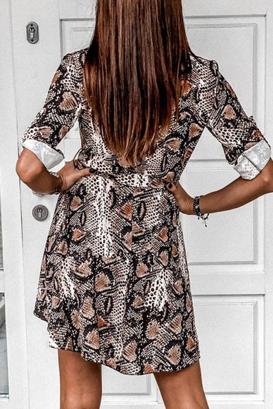 Casual Printed Shirt Mini Dress