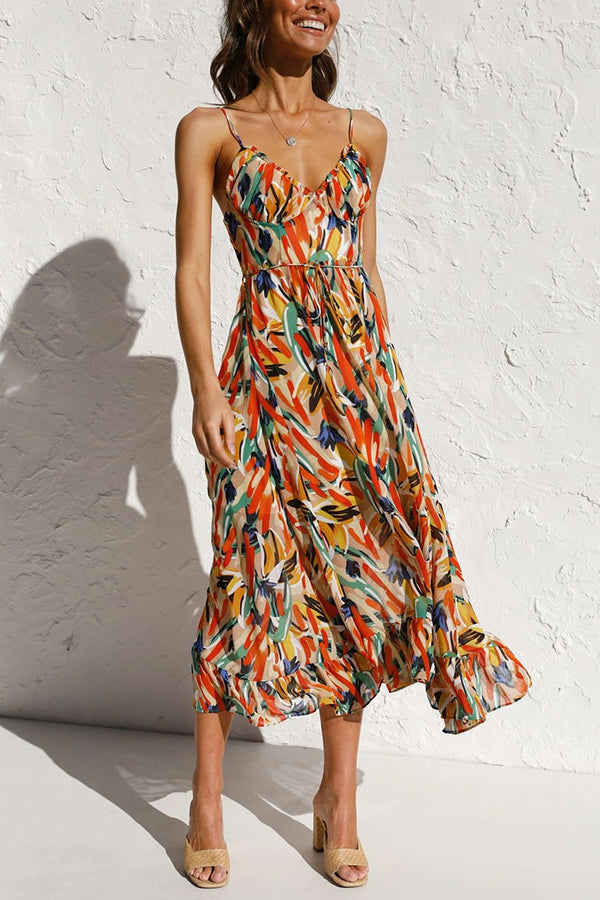 Stay Amazing Colorful Printed Midi Dress Green / S Stay Amazing Colorful Printed Midi Dress Green / S