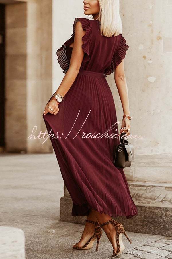 Lost Soul V Neck Pleated Maxi Dress