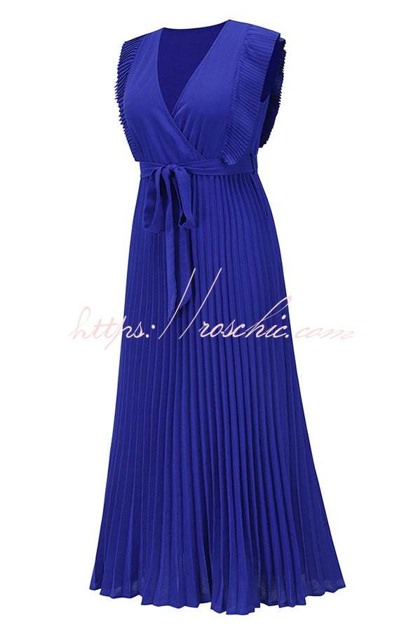 Lost Soul V Neck Pleated Maxi Dress