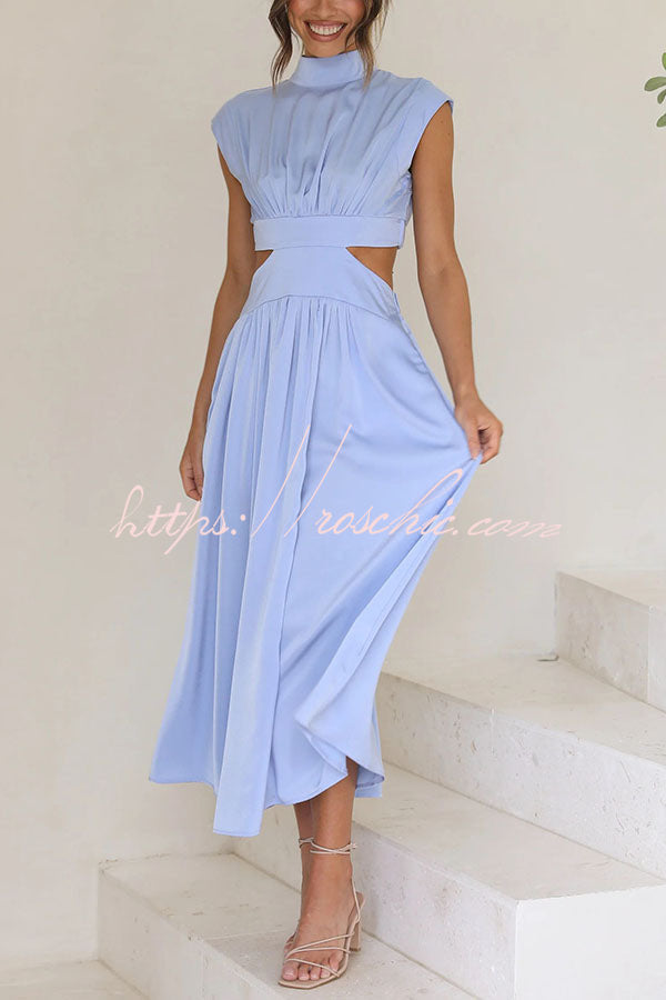 Light of My Life Cutout Waist Pocketed Vacation Midi Dress